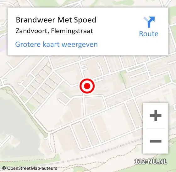 Locatie op kaart van de 112 melding: Brandweer Met Spoed Naar Zandvoort, Flemingstraat op 26 juni 2022 12:02