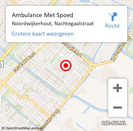 Locatie op kaart van de 112 melding: Ambulance Met Spoed Naar Noordwijkerhout, Nachtegaalstraat op 26 juni 2022 12:05
