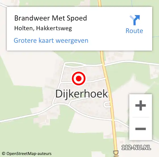 Locatie op kaart van de 112 melding: Brandweer Met Spoed Naar Holten, Hakkertsweg op 26 juni 2022 12:23