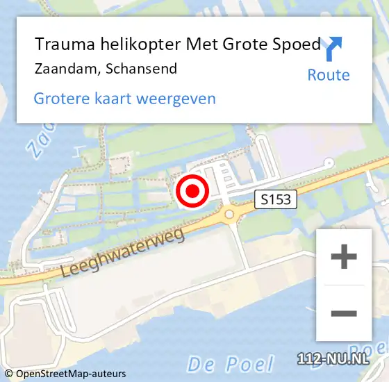 Locatie op kaart van de 112 melding: Trauma helikopter Met Grote Spoed Naar Zaandam, Schansend op 26 juni 2022 12:24