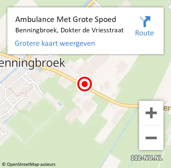 Locatie op kaart van de 112 melding: Ambulance Met Grote Spoed Naar Benningbroek, Dokter de Vriesstraat op 26 juni 2022 12:30