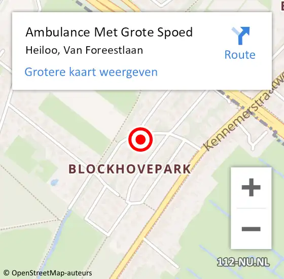 Locatie op kaart van de 112 melding: Ambulance Met Grote Spoed Naar Heiloo, Van Foreestlaan op 26 juni 2022 12:42