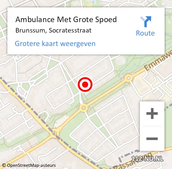 Locatie op kaart van de 112 melding: Ambulance Met Grote Spoed Naar Brunssum, Socratesstraat op 21 juli 2014 12:56