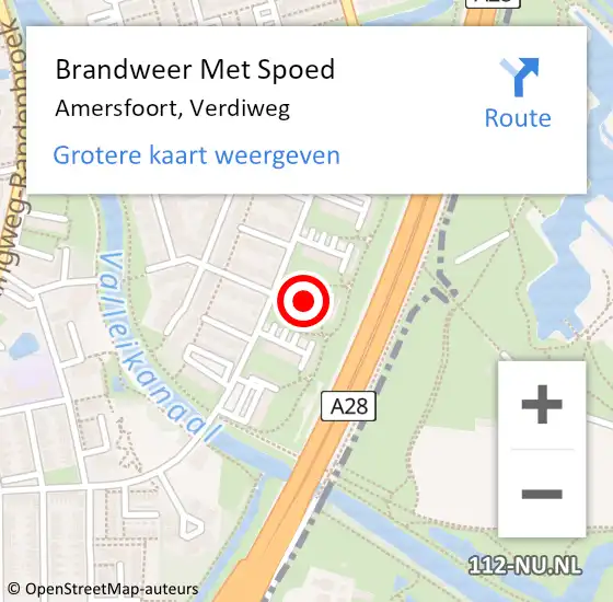 Locatie op kaart van de 112 melding: Brandweer Met Spoed Naar Amersfoort, Verdiweg op 26 juni 2022 13:08