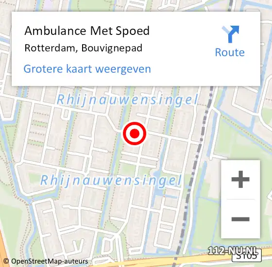 Locatie op kaart van de 112 melding: Ambulance Met Spoed Naar Rotterdam, Bouvignepad op 26 juni 2022 14:14