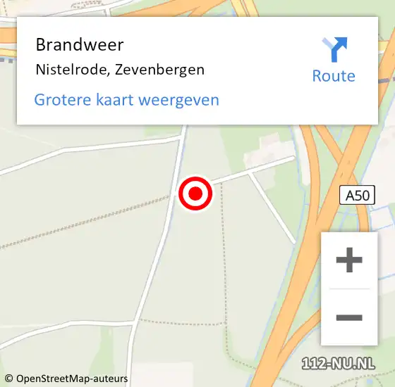 Locatie op kaart van de 112 melding: Brandweer Nistelrode, Zevenbergen op 26 juni 2022 14:15