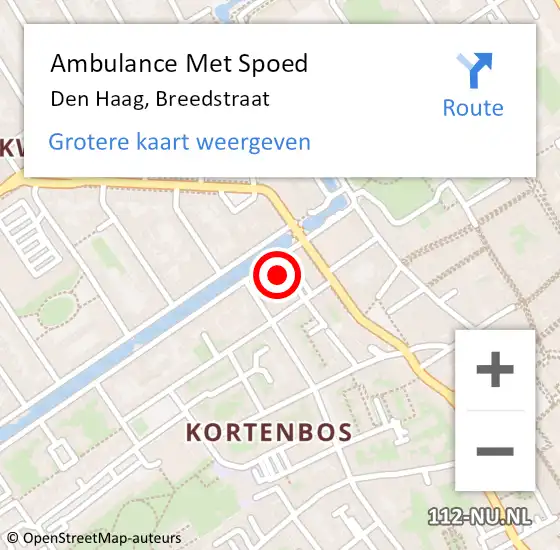 Locatie op kaart van de 112 melding: Ambulance Met Spoed Naar Den Haag, Breedstraat op 26 juni 2022 14:33