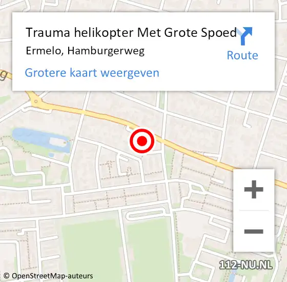 Locatie op kaart van de 112 melding: Trauma helikopter Met Grote Spoed Naar Ermelo, Hamburgerweg op 26 juni 2022 15:07