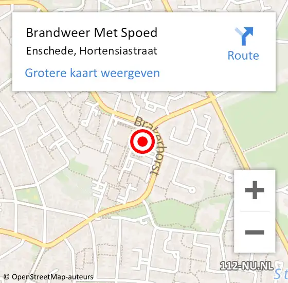 Locatie op kaart van de 112 melding: Brandweer Met Spoed Naar Enschede, Hortensiastraat op 26 juni 2022 15:16