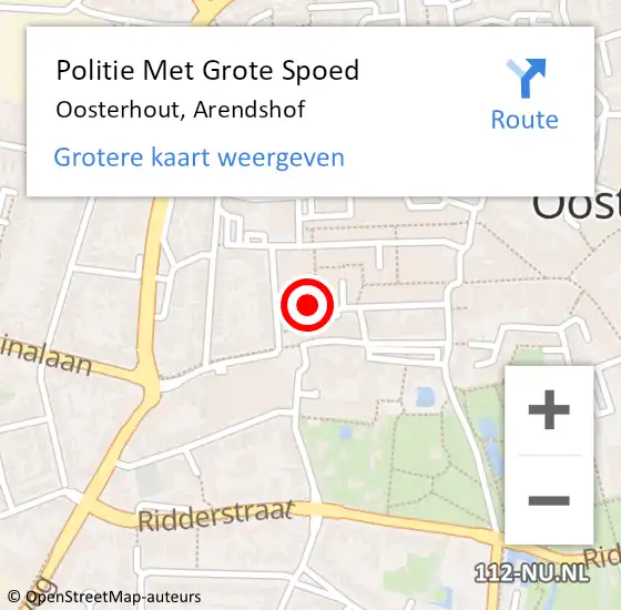 Locatie op kaart van de 112 melding: Politie Met Grote Spoed Naar Oosterhout, Arendshof op 26 juni 2022 15:29