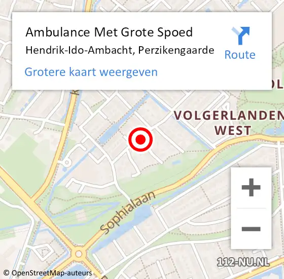 Locatie op kaart van de 112 melding: Ambulance Met Grote Spoed Naar Hendrik-Ido-Ambacht, Perzikengaarde op 26 juni 2022 15:31