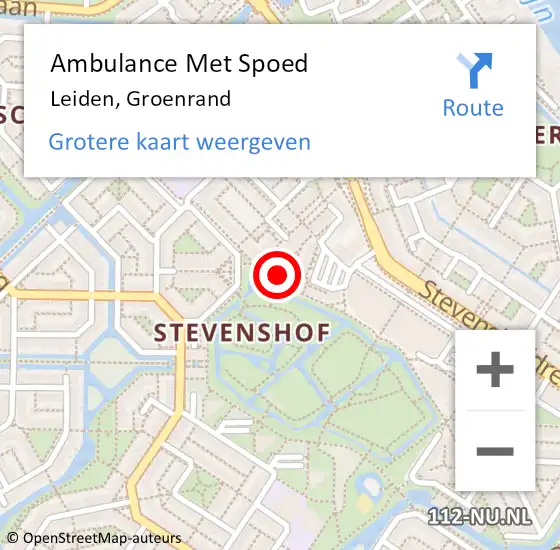 Locatie op kaart van de 112 melding: Ambulance Met Spoed Naar Leiden, Groenrand op 26 juni 2022 15:34