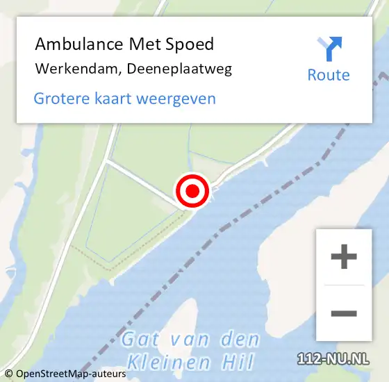 Locatie op kaart van de 112 melding: Ambulance Met Spoed Naar Werkendam, Deeneplaatweg op 26 juni 2022 15:36