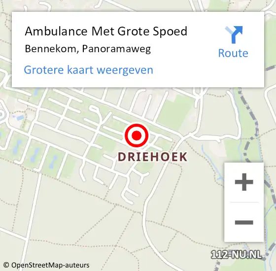 Locatie op kaart van de 112 melding: Ambulance Met Grote Spoed Naar Bennekom, Panoramaweg op 26 juni 2022 15:42