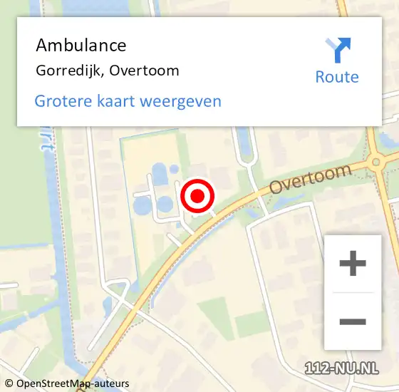 Locatie op kaart van de 112 melding: Ambulance Gorredijk, Overtoom op 26 juni 2022 15:45