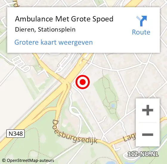Locatie op kaart van de 112 melding: Ambulance Met Grote Spoed Naar Dieren, Stationsplein op 26 juni 2022 15:50