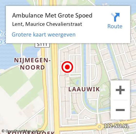 Locatie op kaart van de 112 melding: Ambulance Met Grote Spoed Naar Lent, Maurice Chevalierstraat op 26 juni 2022 16:18
