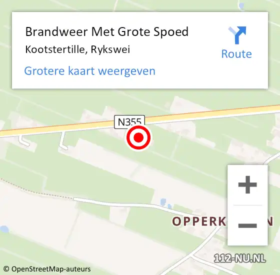 Locatie op kaart van de 112 melding: Brandweer Met Grote Spoed Naar Kootstertille, Rykswei op 26 juni 2022 16:23