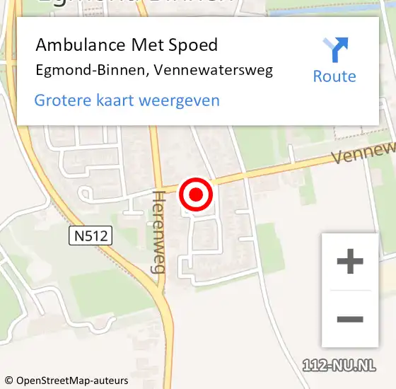 Locatie op kaart van de 112 melding: Ambulance Met Spoed Naar Egmond-Binnen, Vennewatersweg op 26 juni 2022 16:35