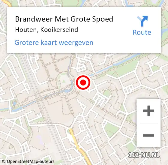 Locatie op kaart van de 112 melding: Brandweer Met Grote Spoed Naar Houten, Kooikerseind op 26 juni 2022 17:10