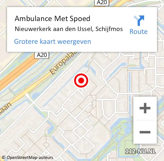 Locatie op kaart van de 112 melding: Ambulance Met Spoed Naar Nieuwerkerk aan den IJssel, Schijfmos op 26 juni 2022 17:11