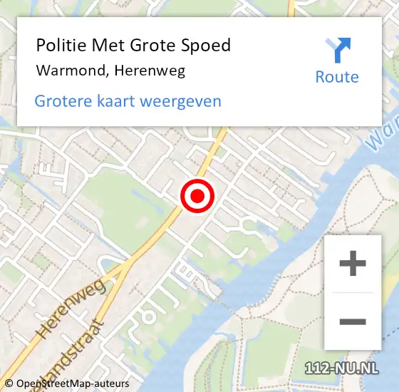 Locatie op kaart van de 112 melding: Politie Met Grote Spoed Naar Warmond, Herenweg op 26 juni 2022 17:17