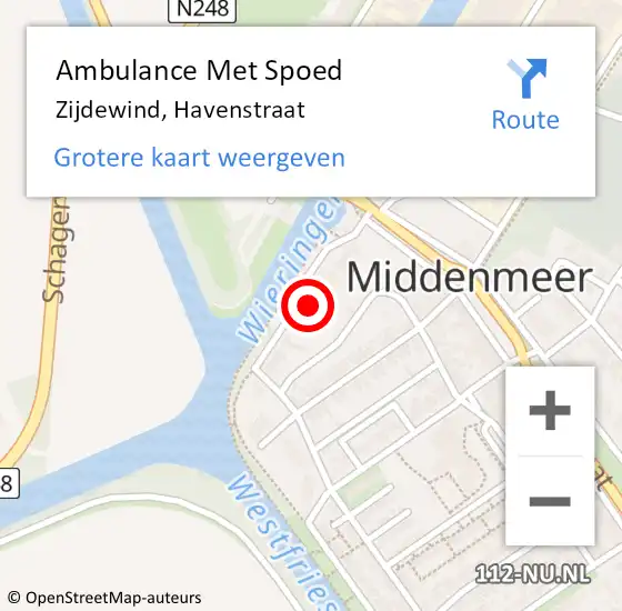 Locatie op kaart van de 112 melding: Ambulance Met Spoed Naar Zijdewind, Havenstraat op 26 juni 2022 17:27