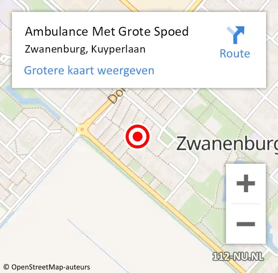 Locatie op kaart van de 112 melding: Ambulance Met Grote Spoed Naar Zwanenburg, Kuyperlaan op 26 juni 2022 17:36