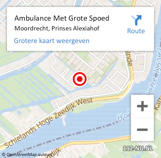 Locatie op kaart van de 112 melding: Ambulance Met Grote Spoed Naar Moordrecht, Prinses Alexiahof op 26 juni 2022 17:39