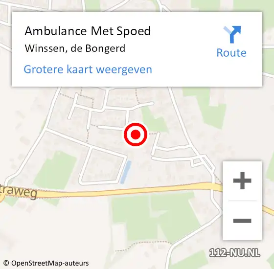 Locatie op kaart van de 112 melding: Ambulance Met Spoed Naar Winssen, de Bongerd op 26 juni 2022 17:44