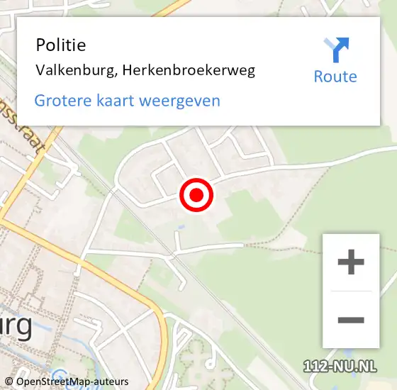 Locatie op kaart van de 112 melding: Politie Valkenburg, Herkenbroekerweg op 26 juni 2022 18:01