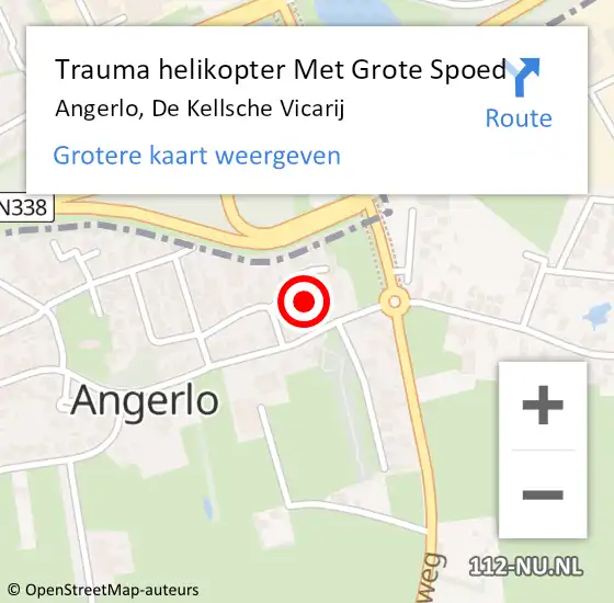 Locatie op kaart van de 112 melding: Trauma helikopter Met Grote Spoed Naar Angerlo, De Kellsche Vicarij op 26 juni 2022 18:16