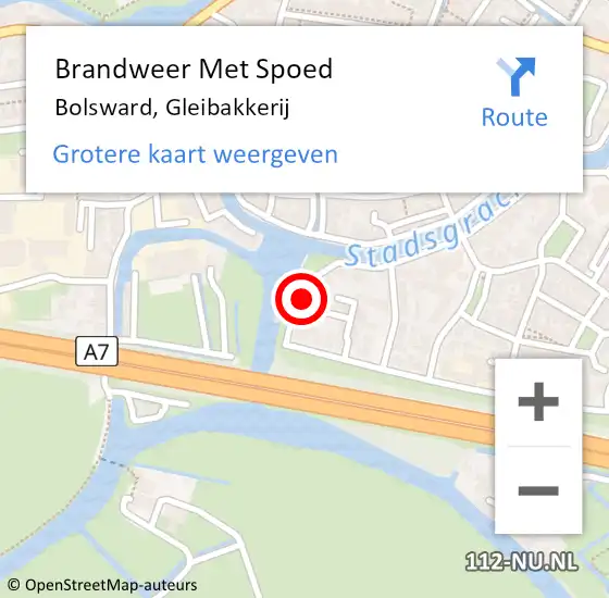 Locatie op kaart van de 112 melding: Brandweer Met Spoed Naar Bolsward, Gleibakkerij op 26 juni 2022 18:20