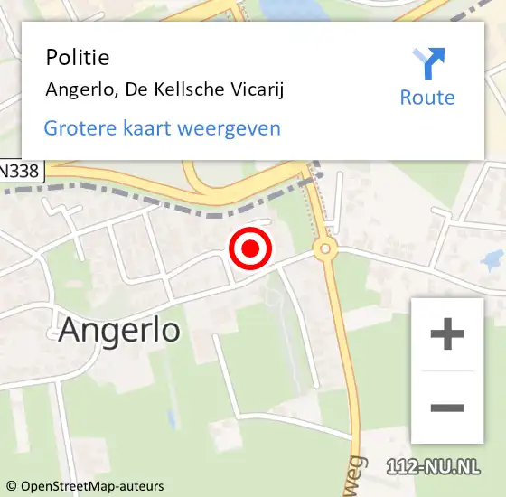 Locatie op kaart van de 112 melding: Politie Angerlo, De Kellsche Vicarij op 26 juni 2022 18:22