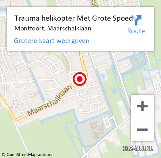 Locatie op kaart van de 112 melding: Trauma helikopter Met Grote Spoed Naar Montfoort, Maarschalklaan op 26 juni 2022 18:32