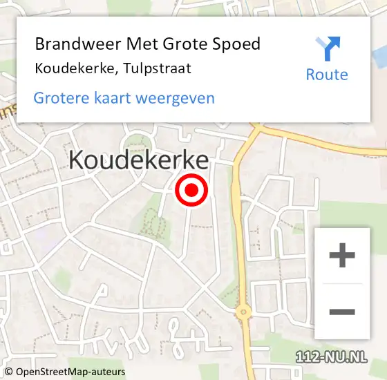 Locatie op kaart van de 112 melding: Brandweer Met Grote Spoed Naar Koudekerke, Tulpstraat op 26 juni 2022 18:36