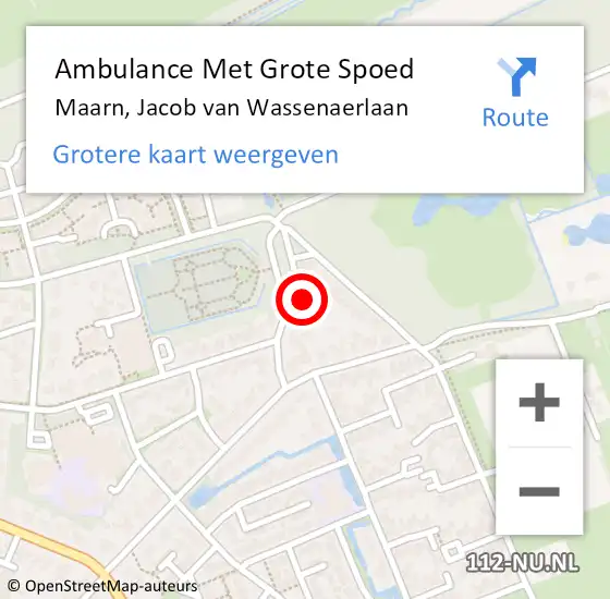 Locatie op kaart van de 112 melding: Ambulance Met Grote Spoed Naar Maarn, Jacob van Wassenaerlaan op 9 oktober 2013 06:05