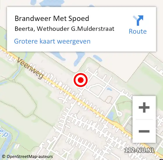 Locatie op kaart van de 112 melding: Brandweer Met Spoed Naar Beerta, Wethouder G.Mulderstraat op 26 juni 2022 19:02