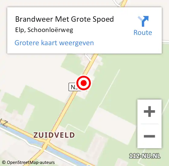 Locatie op kaart van de 112 melding: Brandweer Met Grote Spoed Naar Elp, Schoonloërweg op 26 juni 2022 19:05
