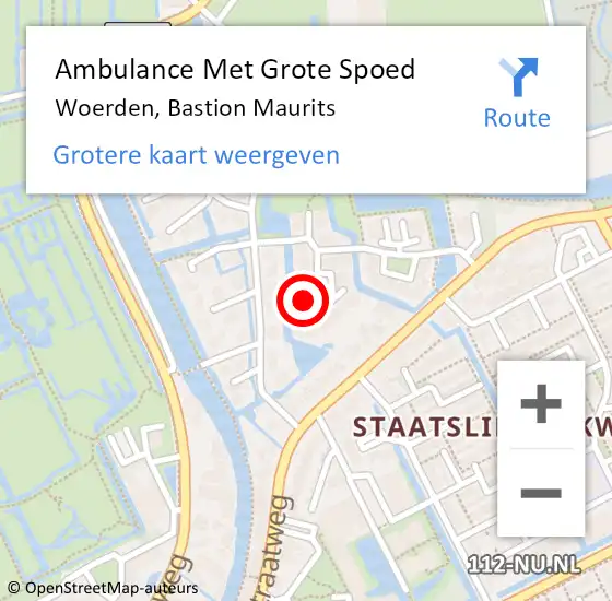 Locatie op kaart van de 112 melding: Ambulance Met Grote Spoed Naar Woerden, Bastion Maurits op 26 juni 2022 19:24