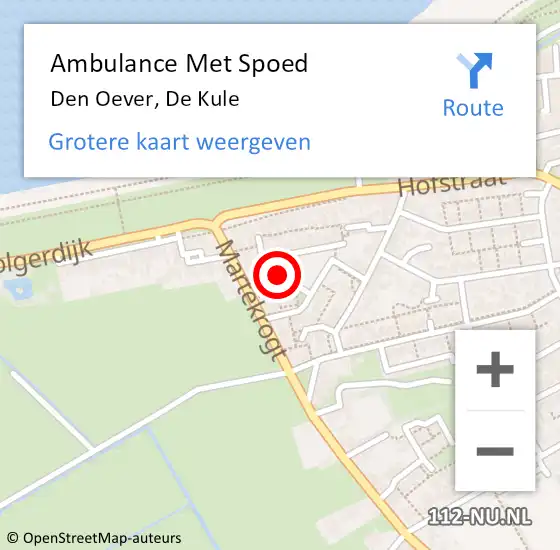 Locatie op kaart van de 112 melding: Ambulance Met Spoed Naar Den Oever, De Kule op 26 juni 2022 19:41