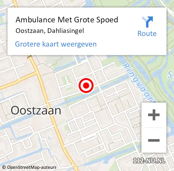 Locatie op kaart van de 112 melding: Ambulance Met Grote Spoed Naar Oostzaan, Dahliasingel op 26 juni 2022 19:45