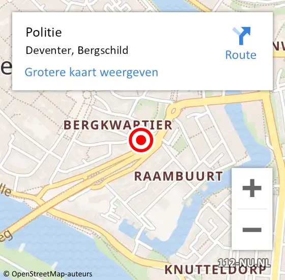 Locatie op kaart van de 112 melding: Politie Deventer, Bergschild op 26 juni 2022 19:47