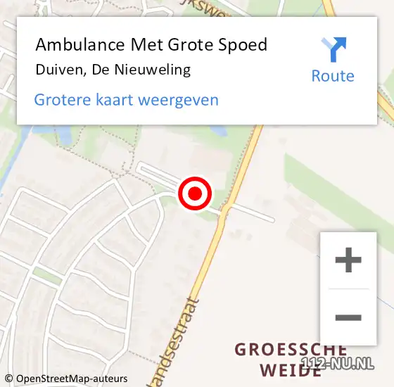 Locatie op kaart van de 112 melding: Ambulance Met Grote Spoed Naar Duiven, De Nieuweling op 26 juni 2022 20:04