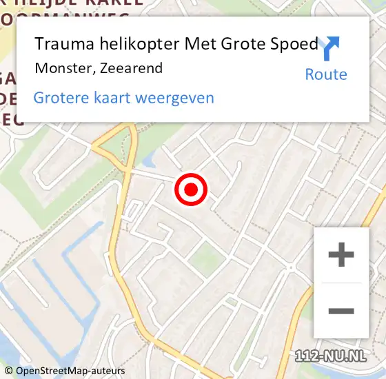 Locatie op kaart van de 112 melding: Trauma helikopter Met Grote Spoed Naar Monster, Zeearend op 26 juni 2022 20:08