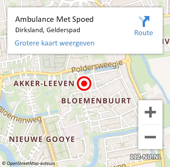 Locatie op kaart van de 112 melding: Ambulance Met Spoed Naar Dirksland, Gelderspad op 26 juni 2022 20:33