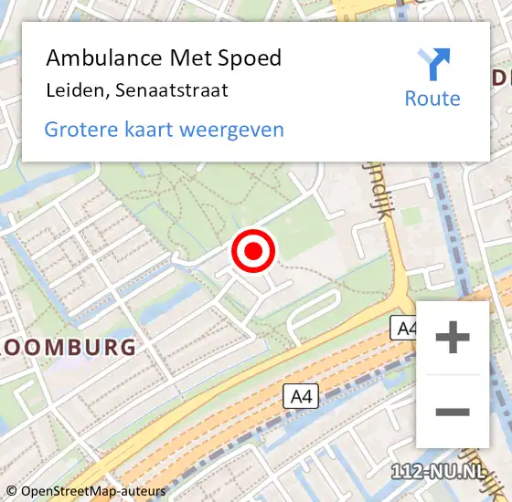 Locatie op kaart van de 112 melding: Ambulance Met Spoed Naar Leiden, Senaatstraat op 26 juni 2022 20:42