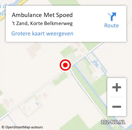 Locatie op kaart van de 112 melding: Ambulance Met Spoed Naar 't Zand, Korte Belkmerweg op 26 juni 2022 21:05