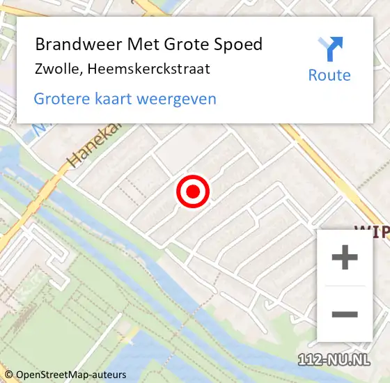 Locatie op kaart van de 112 melding: Brandweer Met Grote Spoed Naar Zwolle, Heemskerckstraat op 26 juni 2022 21:25