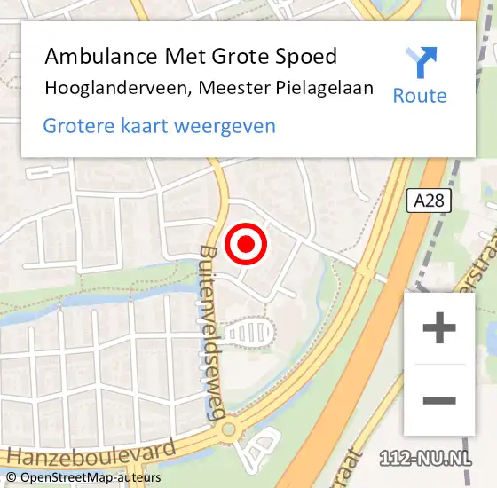 Locatie op kaart van de 112 melding: Ambulance Met Grote Spoed Naar Hooglanderveen, Meester Pielagelaan op 26 juni 2022 21:36